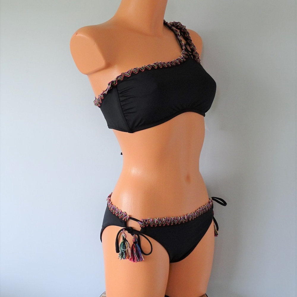 Becca 2Pc Mardi Gras Asymmetrical Bikini Set - Picture 2 of 3